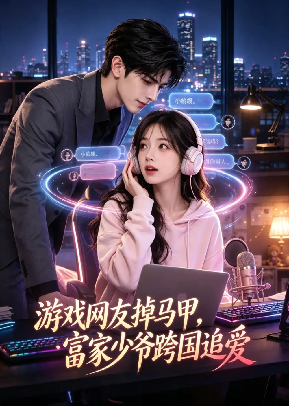 《游戏网友掉马甲，富家少爷跨国追爱&游戏网友掉马甲富家少爷跨国追爱（50集）AI短剧》短剧全集免费在线看