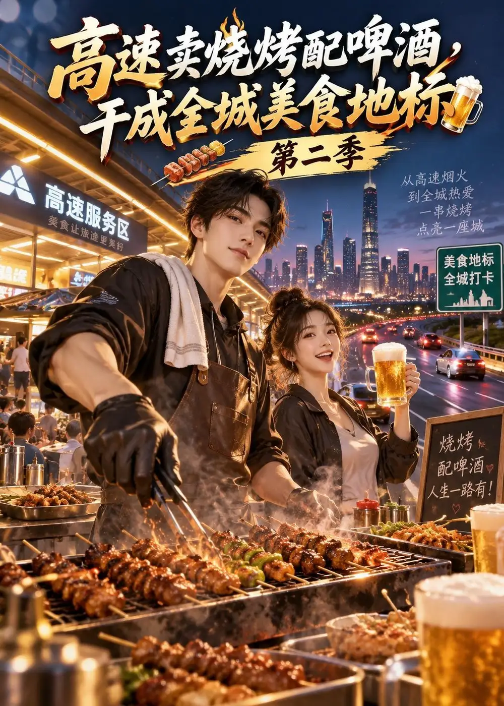 《高速卖烧烤配啤酒，干成全城美食地标第二季&高速卖烧烤配啤酒干成全城美食地标第二季（209集）AI短剧》短剧全集免费在线看