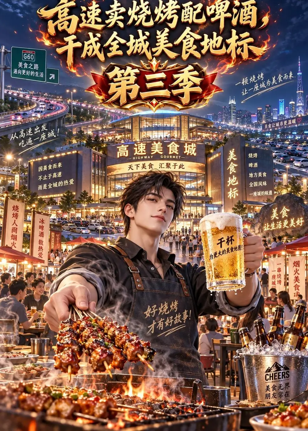 《高速卖烧烤配啤酒，干成全城美食地标第三季&高速卖烧烤配啤酒干成全城美食地标第三季（174集）AI短剧》短剧全集免费在线看